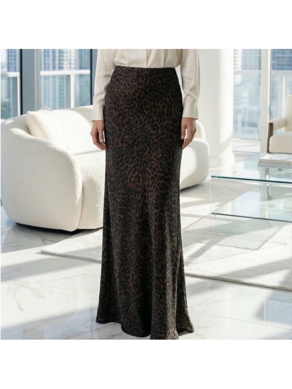 NWT Rumored Archive Bias Maxi
Leopard Print Chiffon Skirt Large